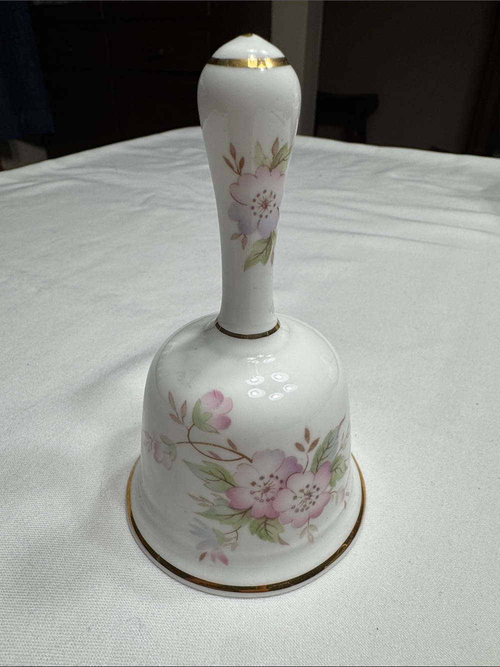 Vtg. Clematis fine bone china bell. 4 1/4” tall